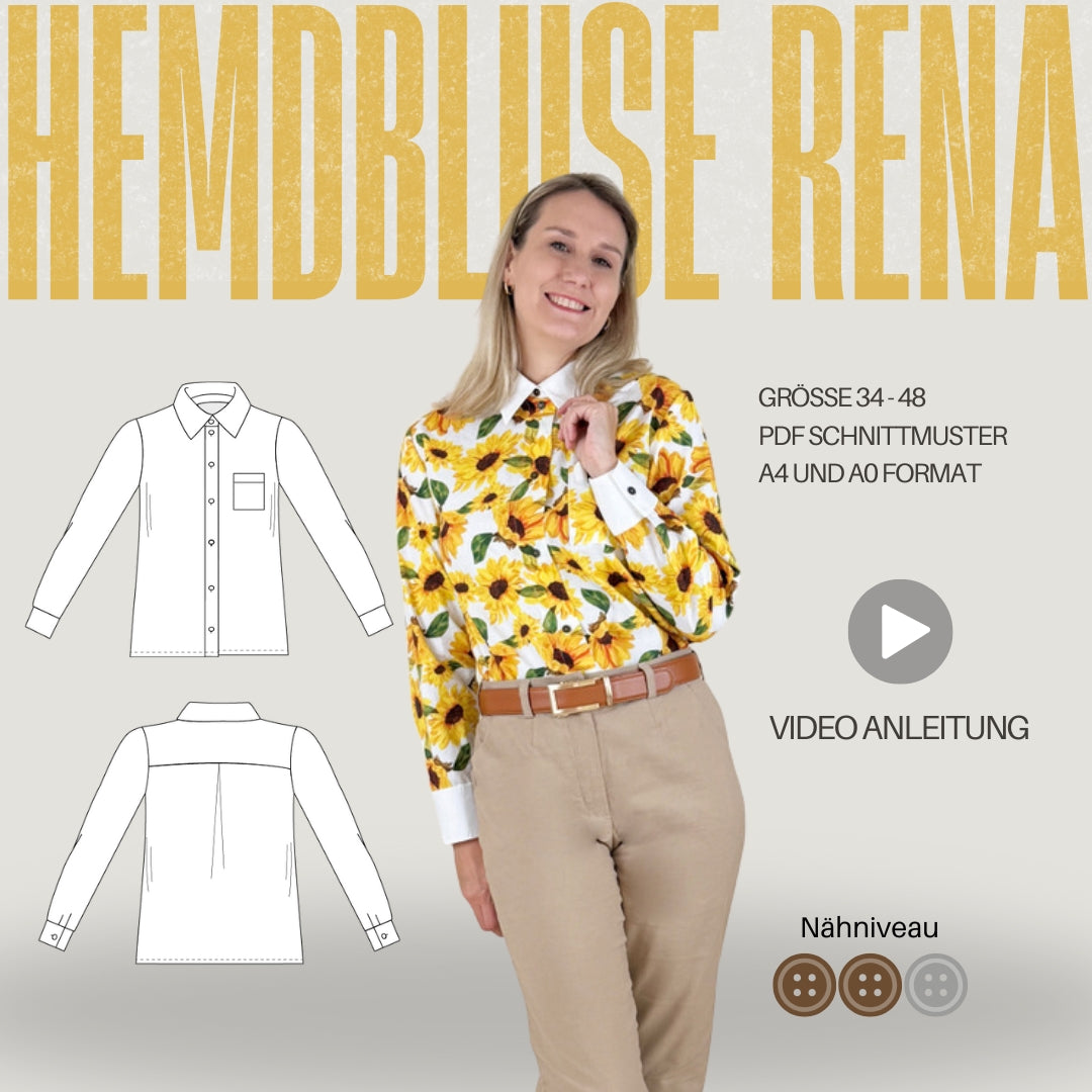 Sew4me RENA Hemdbluse Schnittmuster Gr. 34–48 PDF Webware