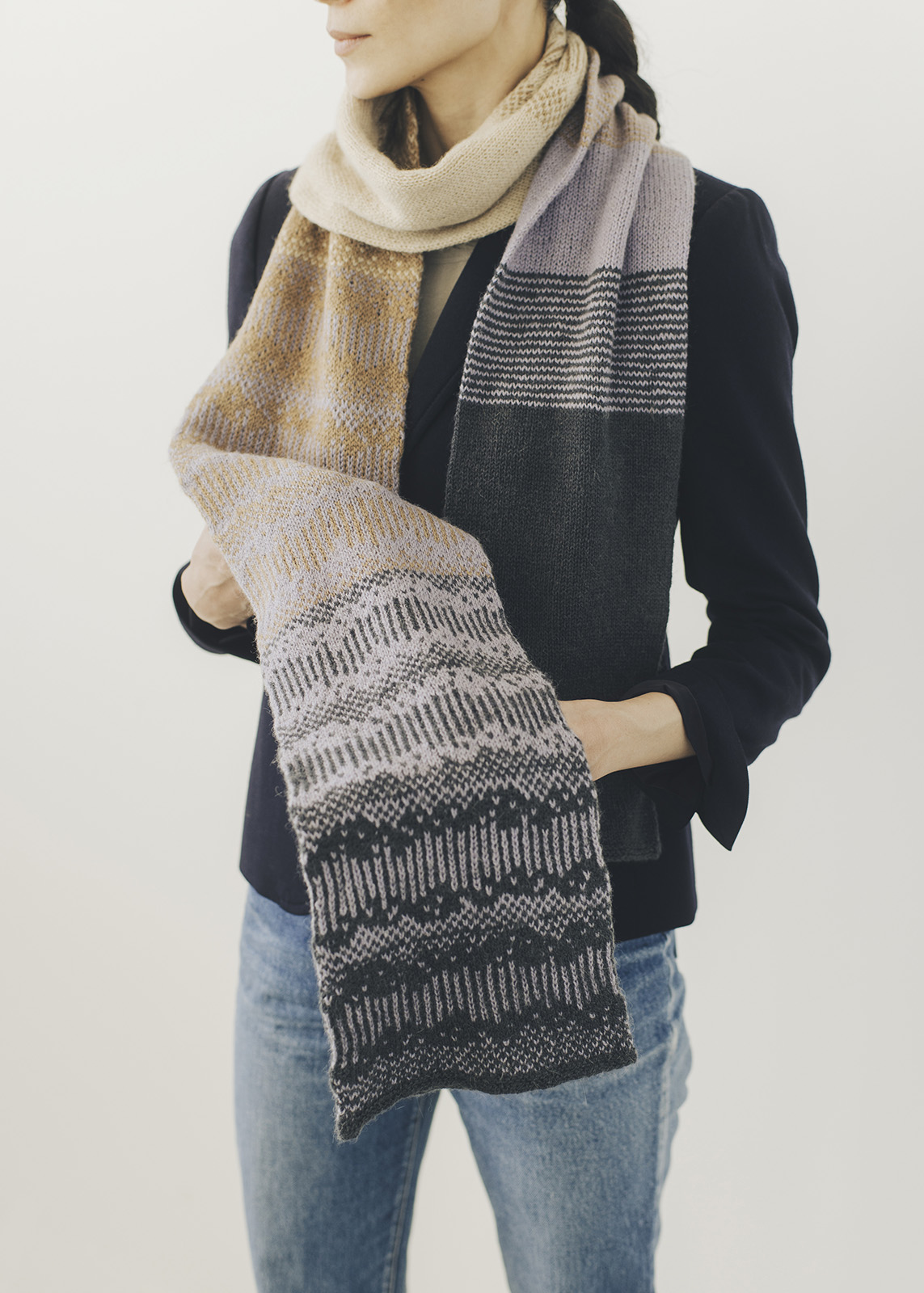 Nomadnoos Simply Enjoy Altai Schal Strickkit Camel 4-farbig