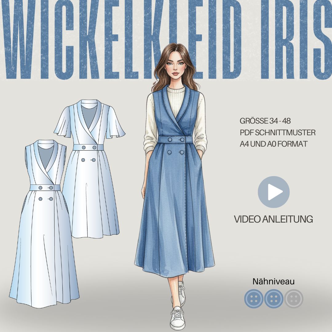 Sew4me Kleider Wickelkleid IRIS Schnittmuster Gr.34–48 Webware
