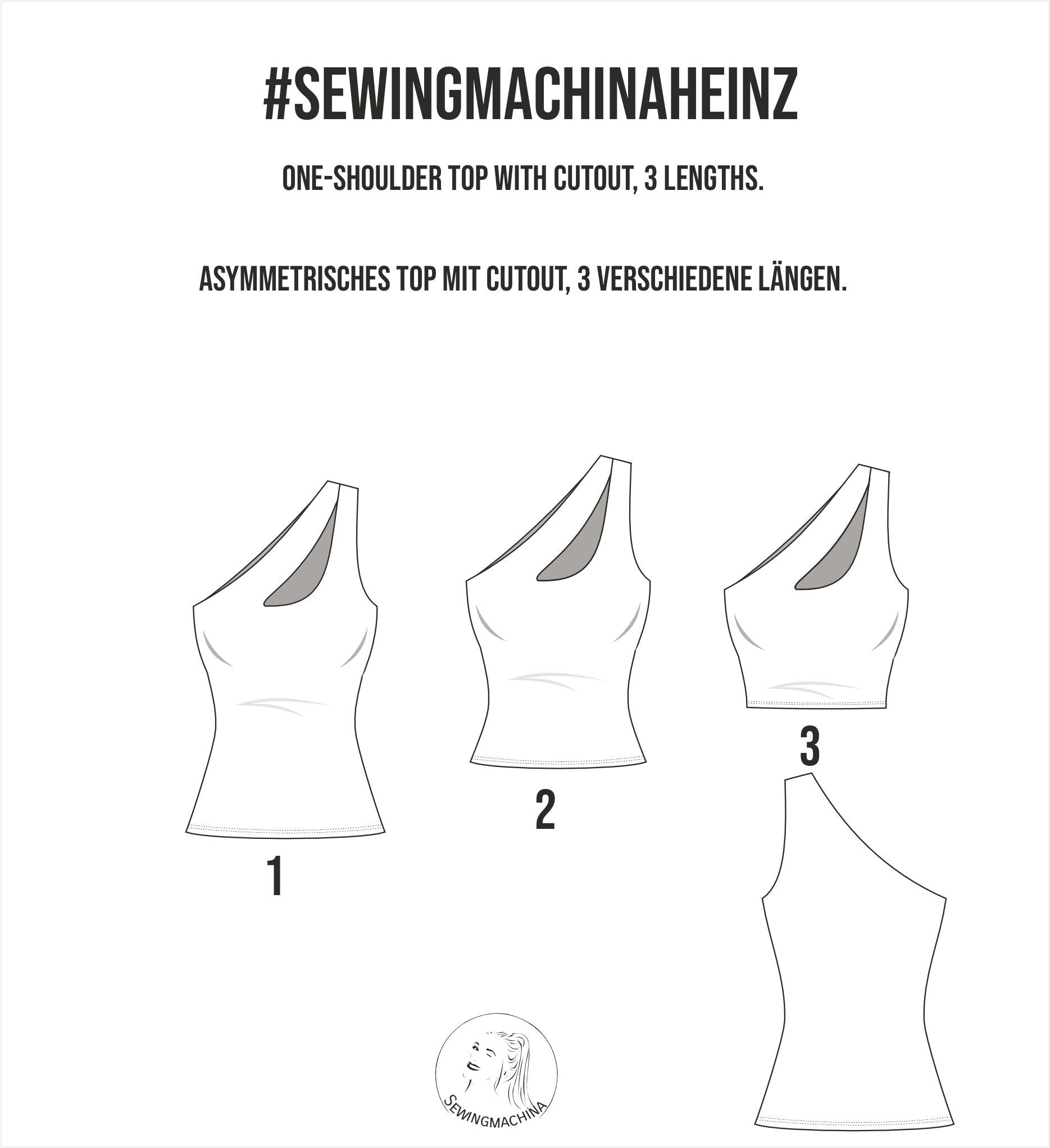 Sewingmachina Heinz One-Shoulder-Top Schnittmuster PDF Jersey