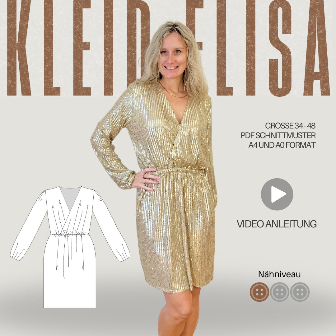 Sew4me ELISA Kleid Schnittmuster Gr. 34-48 PDF Damen